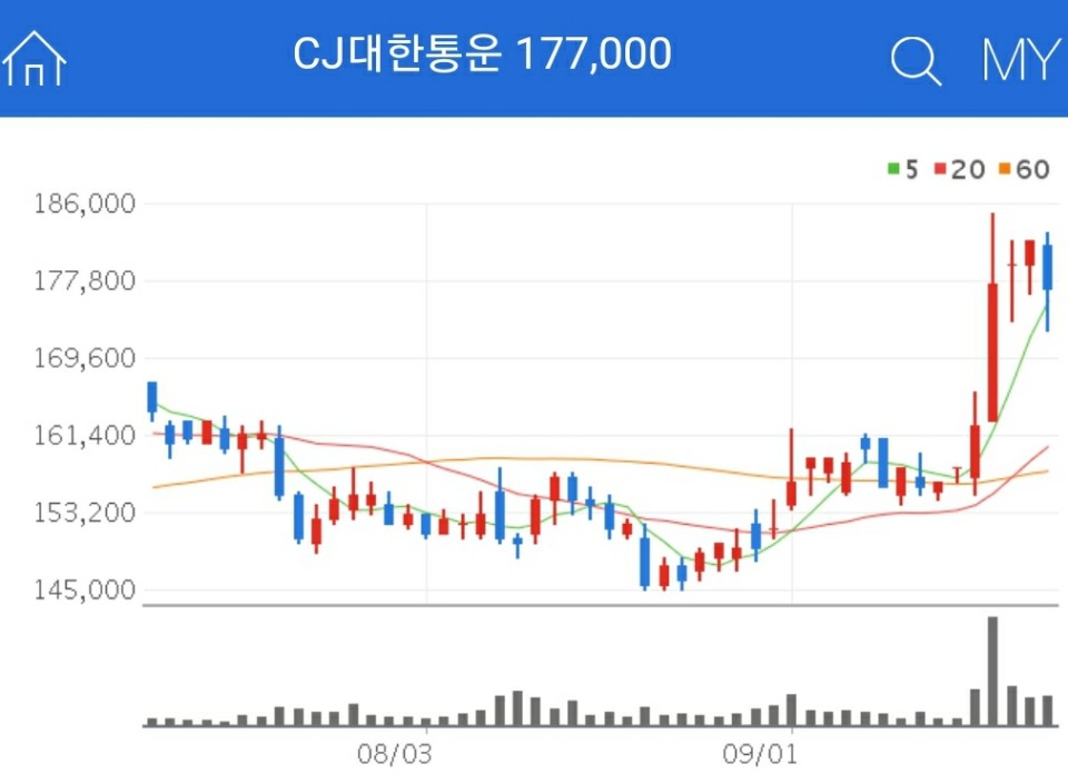 가을 테마주 - CJ대한통운
