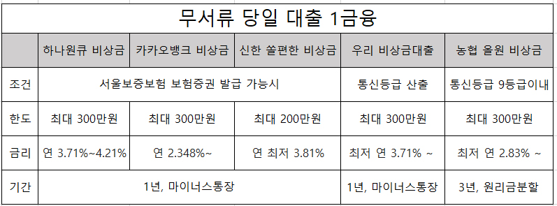 무서류 당일대출 