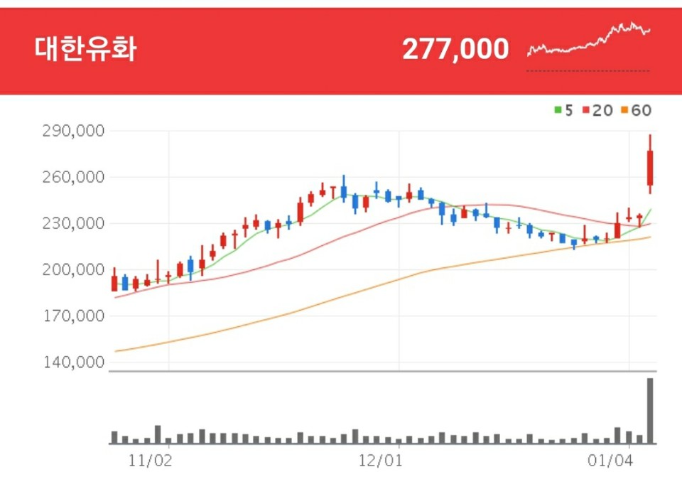 석유화학 관련주 - 대한유화
