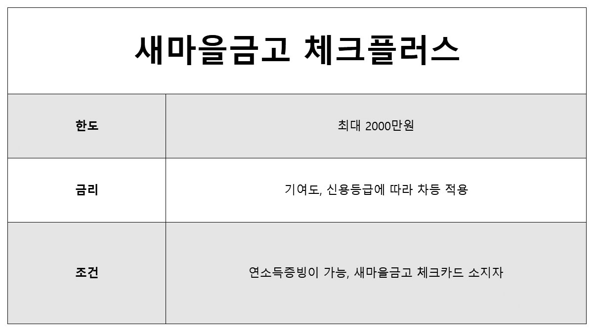 2금융권 무직자대출 새마을금고 무직자대출, 체크플러스 대출