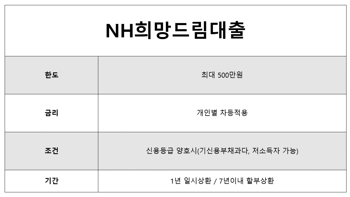 농협 추가대출, 희망드림대출