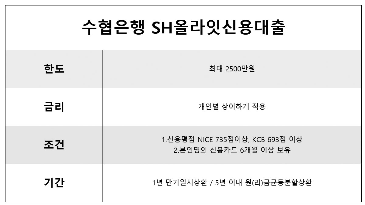 300만원 대출 가능한곳 수협은행 올라잇신용대출