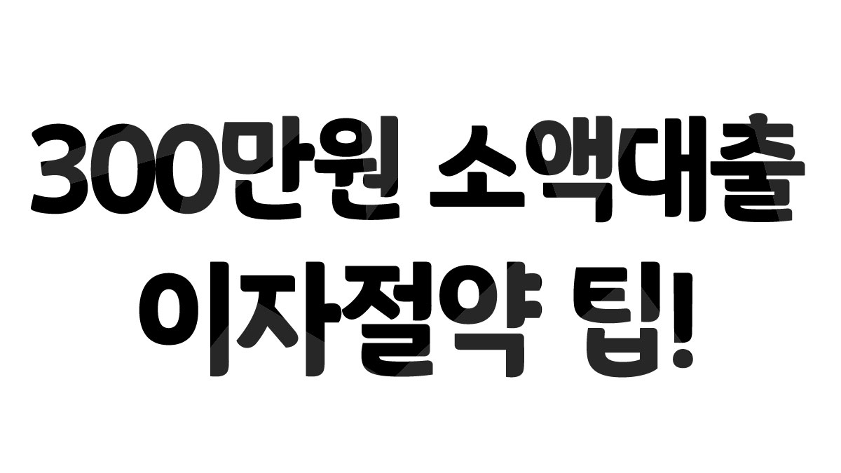 300만원 소액대출 이자절약 팁