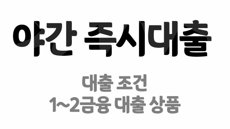 야간 즉시대출 되는곳 1~2금융 영업시간 외 모바일 무서류대출 가능한곳