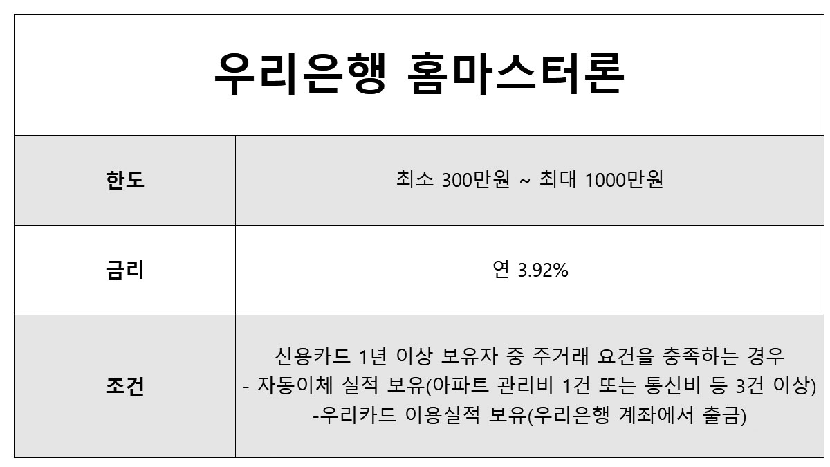 이자만 갚는 대출 우리은행 홈마스터론