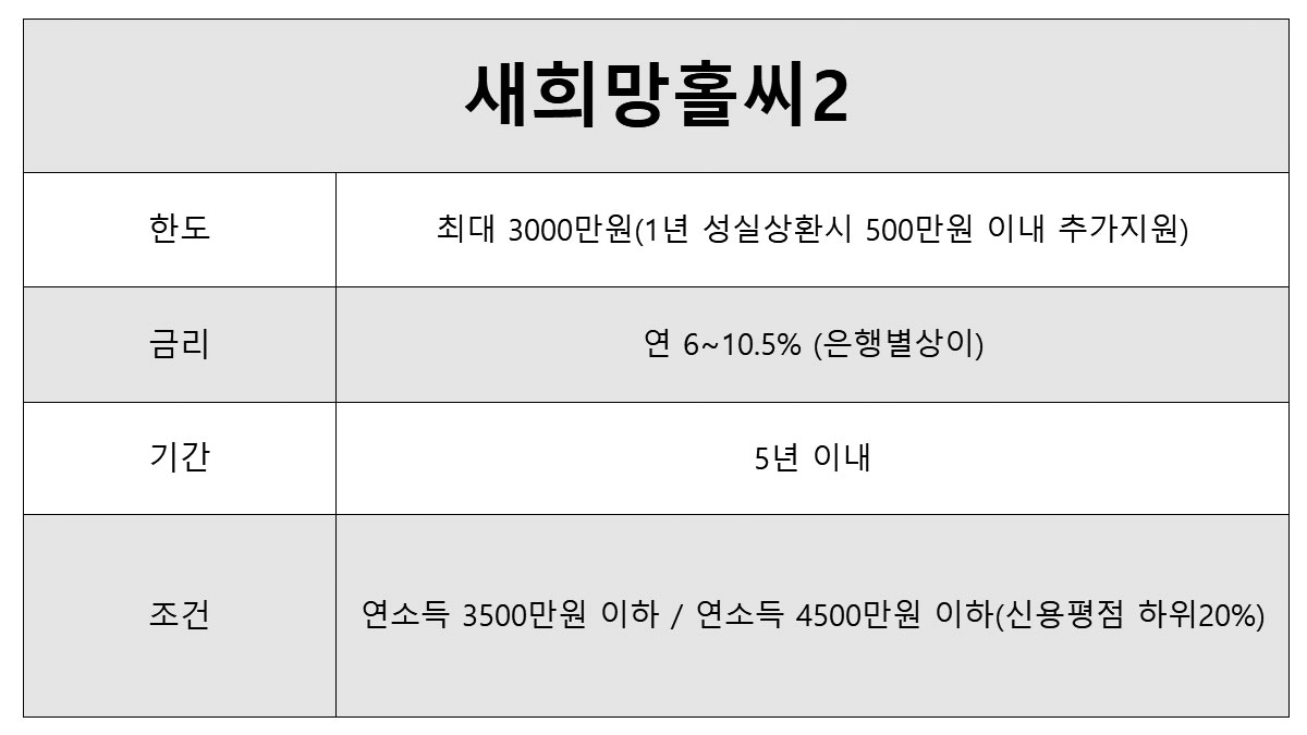 8등급 비상금대출 가능한 곳 정부지원 은행대출 - 새희망홀씨