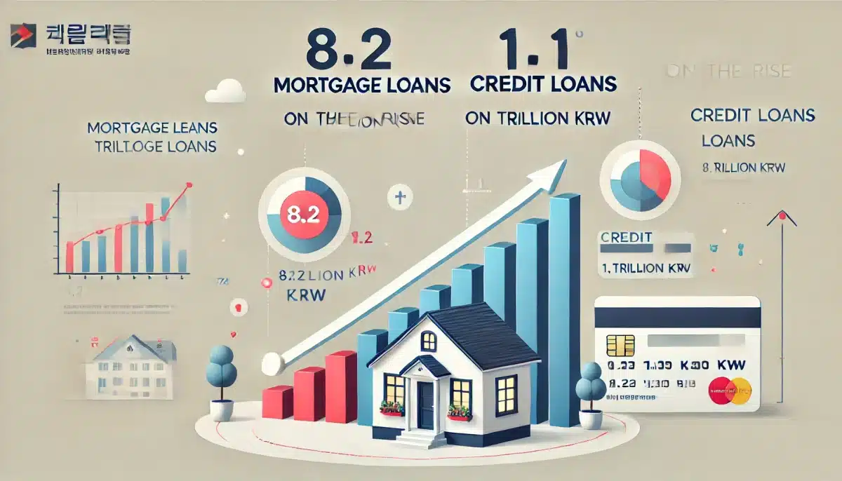 주택담보대출과 신용대출 증가 인포그래픽